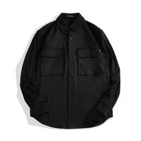 10点开始：太平鸟男装 男装秋季黑色衬衫潮流休闲工装衬衣男式衬衫