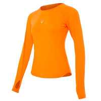 范斯蒂克（vansydical）长袖运动服女透气上衣秋季跑步T恤外穿训练训练瑜伽服打底衫 亮橙色 FBF2200808 S(:80-95斤左右)