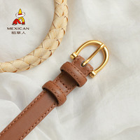稻草人女士皮带复古文艺简约百搭韩国腰带女酷ins风裤带2023 焦糖色 105cm
