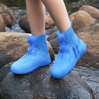 成人款时尚防雨防滑防水雨鞋套男女加厚耐磨雨鞋套易收纳雨靴套鞋 彩蓝 M