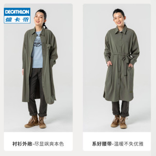 迪卡侬（DECATHLON）女外套运动春秋休闲长款潮户外风衣ODT4 TRAVEL 100 军绿色 L