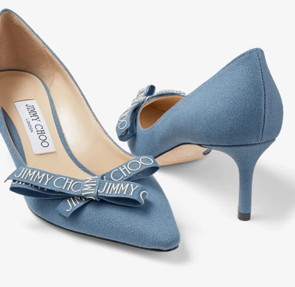 周仰杰女士跟鞋_jimmy choo 周仰杰 蝴蝶结饰丹宁色亚麻高跟鞋 j