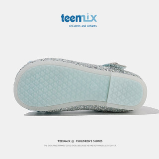天美意（TEENMIX）天美意女童水晶鞋公主2024春季儿童皮鞋水钻演出单鞋宝宝 蓝色 单层  37码