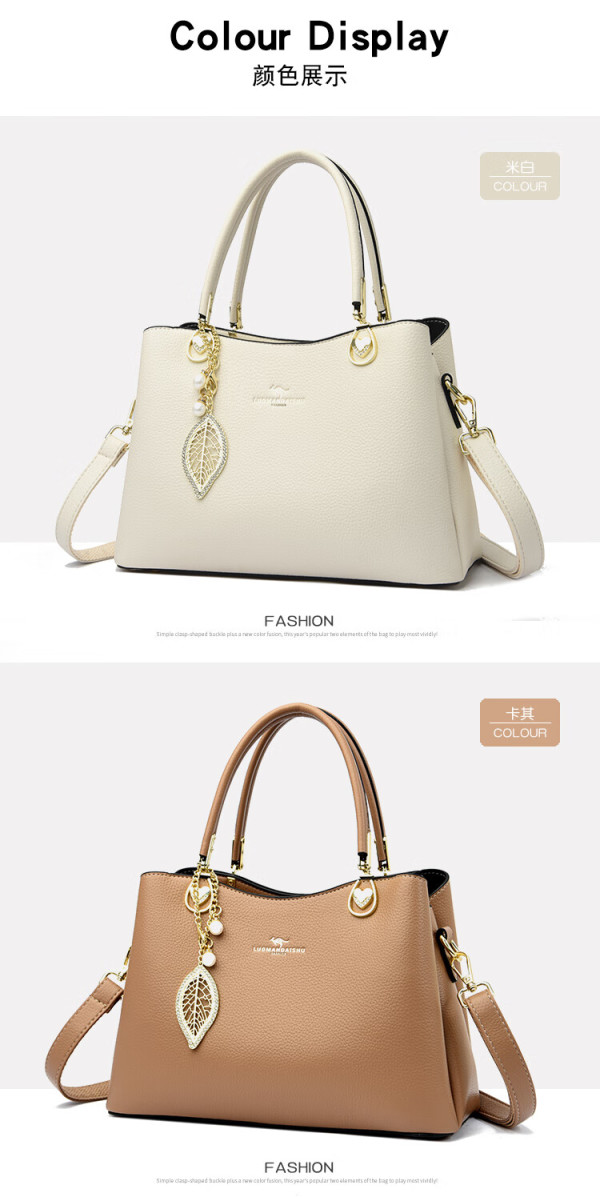 袋鼠卡拉品牌真皮包包母亲40-50岁中年女包女士包手提包 蓝色【礼盒装