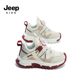 Jeep 吉普 运动鞋 2024春季旋钮儿童鞋子 米红
