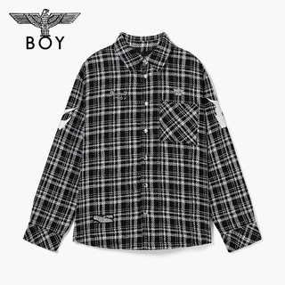 BOY LONDON24春男女衬衫夹克黑白格纹荆棘字体时尚外套 N21001 黑色 XS