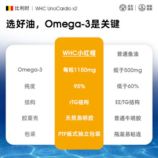 比利时WHC小红帽 rTG结构95%高纯度EPA深海鱼油Omega3心脑 60粒
