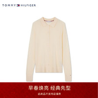 TOMMY HILFIGER24春季女装含桑蚕丝简约合身针织开衫外套WW0WW41455 米白色Z01 S