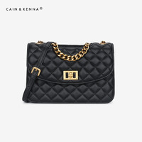 Cain Kenna包包女菱格链条包斜挎包高级感单肩包包女友CK1-272156 黑色