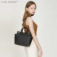 Cain Kenna女包手提包单肩包斜挎包菱格包大容量包女友CK1-201033 黑色