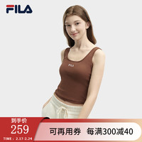 FILA 斐乐女子针织背心2024夏时尚休闲简约修身白色吊带 酪干褐-BN 175/92A/XL