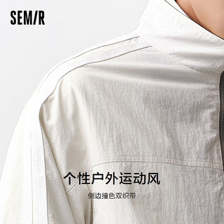 森马（Semir）永久联名外套男2024春季宽松时尚撞色拼接上衣 白咖色调00315 160/80A/XS