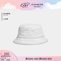 COACH 蔻驰 奥莱女士经典标志提花织物渔夫帽 白色 不可调节