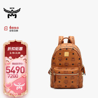 MCM 女士涂层帆布双肩包干邑色LOGO图案 MMKAAVE10CO001