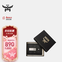 MCM 奢侈品 中性礼盒款黑色人造革配牛皮革卡包卡夹 MXCAAVI02BK001