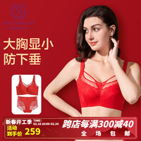 SISSI PRINCESS 茜茜公主 本命年结婚喜庆新娘内衣套装龙年聚拢大胸内衣上托本命年星河 中国红 90D