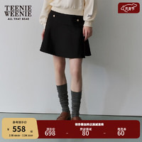 Teenie Weenie小熊女装2024春季简约A字短款半身裙设计感伞裙 黑色 155/XS