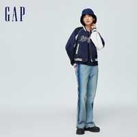 Gap 盖璞 女装春季2024LOGO学院风短款棒球领夹克活力外套888453