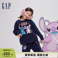 Gap【史迪奇联名】女童春季2024抓绒卫衣847132儿童运动上衣 海军蓝 130cm(S) 亚洲尺码