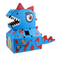 华诗孟 儿童diy手工纸箱恐龙模型纸壳制作玩具抖音同款霸王龙可穿戴纸盒纸箱恐龙玩具