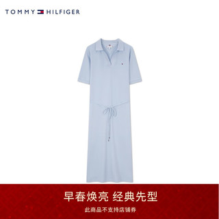 TOMMY HILFIGER【莱赛尔微弹】24新款春夏女装系带V领开叉POLO连衣裙42532