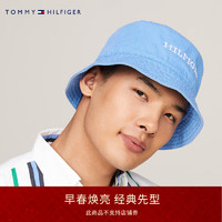 TOMMY HILFIGER24春季男装纯棉休闲百搭刺绣字母盆帽渔夫帽AM0AM12302 蓝色C30 均码（头围59cm)