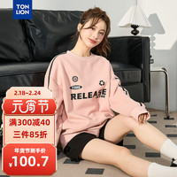唐狮 TONLION女圆领侧边拼条卫衣 樱花粉 S