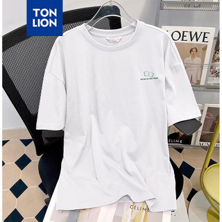 TONLION 唐狮 女圆领背后图案短袖T恤WP 漂白 S