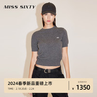 MISS SIXTY2024春季毛织衫女圆领短款套头简约气质百搭基础款 花灰 S