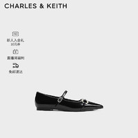 CHARLES&KEITH24春季一字带马衔扣平底玛丽珍鞋CK1-71720065 Black Box黑色 36