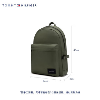 TOMMY HILFIGER 24春季男装经典方标户外运动旅行书包双肩包AM0AM12237 墨绿色MRK os