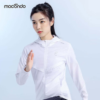 马孔多（macondo）女子跑步梭织外套马拉松领服防泼水防晒户外运动 白色 XL 