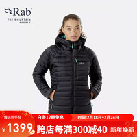 Rab 睿坡 女士700篷连帽疏水保暖透气户外抗寒登山羽绒服413g QDB-13 曜黑色 10