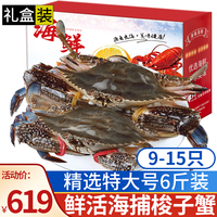 【活蟹发货不包活】青岛梭子蟹鲜活螃蟹海蟹飞蟹母蟹超大蟹类海鲜 精选-梭子蟹6斤装