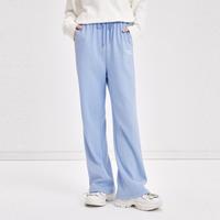 休闲抽绳长裤初秋彩色阔腿裤女宽松