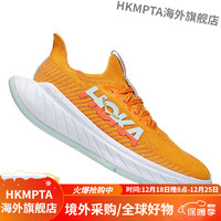 Hoka One One女款卡奔CARBON X 3 透气缓震运动鞋竞速碳板公路跑步鞋 茶花橘/镭射黄 标准36/us5