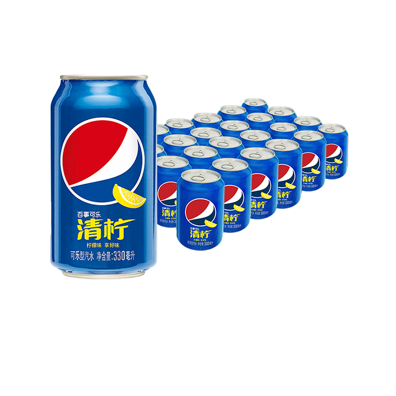 pepsi 百事 可乐清柠柠檬味汽水碳酸饮料330ml*24罐整箱（包装随机）