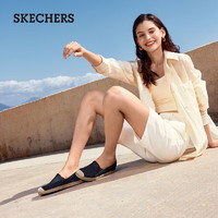 斯凯奇（Skechers）渔夫鞋女单鞋蕾丝透气平底浅口鞋子女 黑色/BLK 35