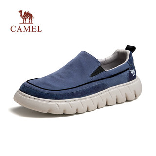 CAMEL 骆驼 男鞋 2024春季轻软透气舒适爸爸乐福鞋耐撕布面套脚帆布休闲 G14S076112 蓝莓色 42