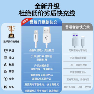 品胜（PISEN）【两条装】苹果数据线充电线快充 适用iPhone14promax/13/12/XR/Xs/11/8手机ipad平板充电器线车载 【两条装】快充丨iOS全兼容