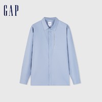 88VIP：Gap 盖璞 男装春季2024通勤纯棉宽松翻领长袖衬衫休闲上衣885853