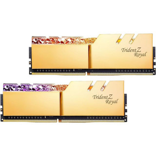 G.SKILL 芝奇皇家戟RGB灯条16GB(2x8GB)套装 台式机内存条3200频率 DDR4 F4-3200C14D-16GTRG金色 16GB(2*8)