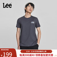Lee 24早春标准版型小logo字母印花男短袖T恤潮流LMT0081304LE 灰色 XL