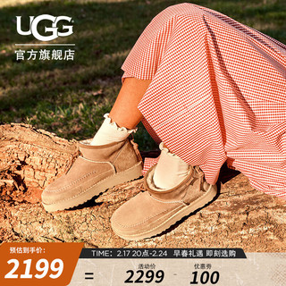 UGG春季男女同款舒适休闲平底圆头时尚短靴雪地靴 1152953 SAN  沙色 42
