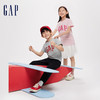 Gap 盖璞 男女童2024春季新款LOGO撞色纯棉圆领短袖T恤儿童装上衣 粉红色A00686 140cm(M)亚洲尺码