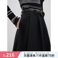 范思蓝恩23FS14616长款百搭半身裙2023冬装显瘦显高A字伞裙 黑色 M