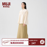 无印良品（MUJI）女式 法兰绒 抽褶罩衫 美拉德风纯棉衬衫 原色 M