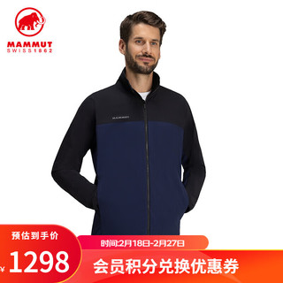 MAMMUT猛犸象Comfort 男士户外防风防泼水软壳上衣夹克 深海蓝-黑拼色 L