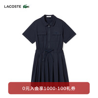 法国拉科斯特 LACOSTE女装24春季纯色简约休闲衬衫式收腰连衣裙EF3874 166/藏青色 32/150