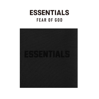 FEAR OF GOD ESSENTIALS拉丝LOGO系列棉质束口卫裤美式高街潮牌舒适加绒宽松抽绳长裤 玄黑色 L